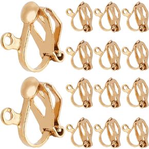 1 Box 80Pcs Real 18K Gold Plated Clip-on Earring Converter Clip Earrings Findings Stainless Steel Earring Clips with Loops Non Pierced Clip on Earring Converter for Jewelry Making Supplies