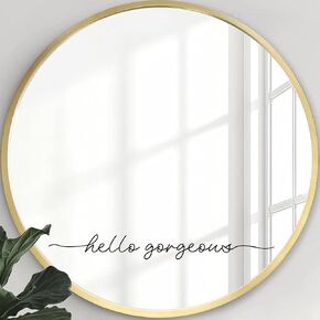 2x Hello Gorgeous Mirror Decal Vinyl Decal, Bedroom Wall Decals, Mirror Sticker for Girls, Positive Decal for Girls Room Bedroom, Bathroom Shower Door Decal, Without Mirror (Hello Gorgeous)