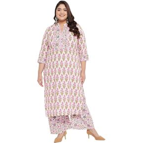 Tissu Mother's Day Gifts Women's Plus Size Floral Printed Pure Cotton Kurta with Palazzo