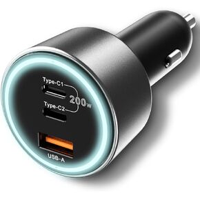 200W USB C Car Charger, Graaci PD 100W Type C Car Charger Adapter, QC5 PPS 45W Super Fast Charging for MacBook Pro Air, iPhone 15 Pro Max, Galaxy S22 S23 Ultra, iPad, Laptops