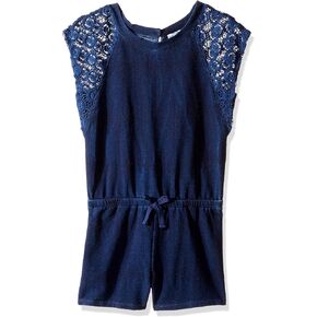Splendid Girls' Toddler Indigo Baby French Terry Romper with Lace, 3T