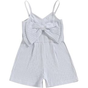 BeQeuewll Baby Girl Summer Clothes Sleeveless Knit Romper Halter Jumpsuit Overall Shorts Toddler Girls Clothing