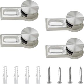 Mirror Clips, 4Pcs Round Bathroom Mirror Supports Wall Mounted Metal Mirror Brackets Glass Mirror Hanging Holder Kit for 4-6mm Thick Frameless Mirror
