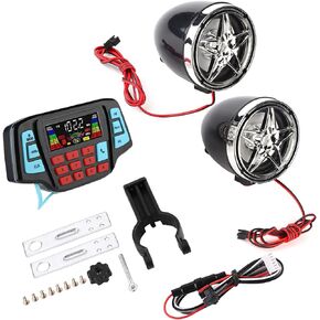 KIMISS Motorcycle Speakers, Motorcycle Speakers Waterproof, Motorcycle Speakers and Amplifier Audio Sound System BT MP3 Player Audio Stereo Speaker System USB Memory Card Carrier
