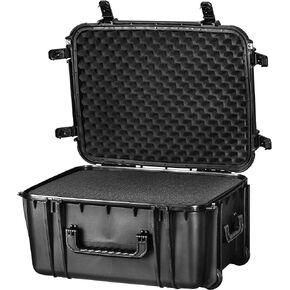 Seahorse 1220 Heavy Duty Hard Protective Equipment Crate With Accuform Foam - TSA Approved/Mil Spec / IP67 Waterproof/USA Made for Telescopes, Drones, Gimbal, Camera, Diving Equipment (Black)