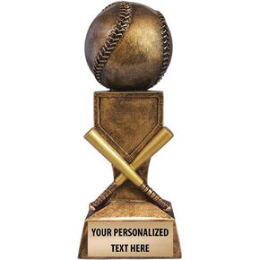 Baseball Trophy | 5 1/2" Baseball Bats Elite Sculpture Trophy Award | Free Engraving Included Prime