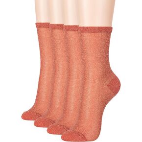 Dani's Choice Splendid Glitter Metallic Shimmer Shine Sparkle Glow Micro Crew Quarter Socks Fashion Party Gift Set