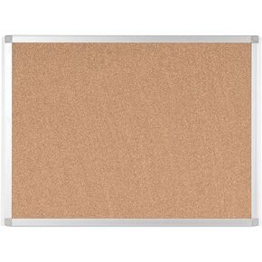 Bulletin Board - 24" W x 18" H - Cork Surface, Aluminum Frame