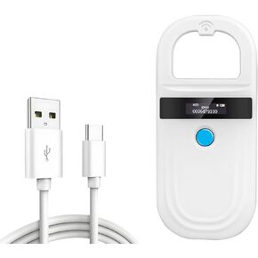 Pet Microchip Scanner Rechargeable Universal Microchip Tag Reader 256 Data Storage USB Cable Uploading Data Animal Information Manager for ISO 11784/11785,FDX-B and ID64 RFID EMID (USB 180)