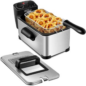 ARLIME Deep Fryer, 1700W 3.2 Quart Deep Fryer with View Window, Adjustable Temperature and Timer, Removable Oil Container, Perfect for Chicken, French Fries, Shrimp & More