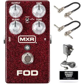 Briskdrop MXR M251 FOD Drive Effects Pedal Bundle with 2 MXR Patch Cables and Dunlop ECB003 Power Supply