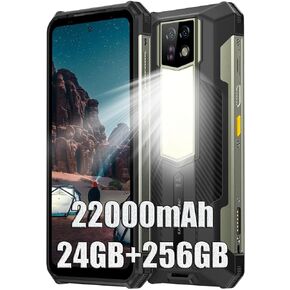 Ulefone Armor 24 Rugged Phone Unlocked, 22000mAh Big Battery 66W, 24GB+256GB Android 13 Waterproof Smartphone, 6.78" FHD+, 64MP IR Night Vision Camera,1000LM LED Light, 4G LTE NFC GPS OTG FM