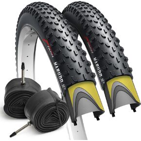 Fincci MARUDO Pair 29 x 2.10 Inch Bike Tire 52-622 Foldable Tires with 1mm Anti Puncture Proof Protection and Presta Valve Inner Tubes 48mm for MTB Mountain Gravel Hybrid Bike Bicycle - Pack of 2