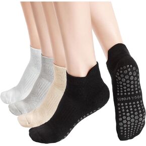 BIVOLU Non Slip Yoga Socks for Women Breathable Lace Mesh for Pilates,Barre,Workout,Dance Anti-Skid Socks 3/4 Pack