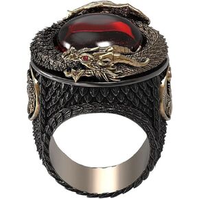 Dragon Ring, Rhinestone Gold Dragon Ring for Men, Norse Viking Dragon Animal Ring Dragon Jewelry, Iced Out Celtic Dragon Ring Hip Hop Dragon Band Ring Punk Dragon Ring for Boys