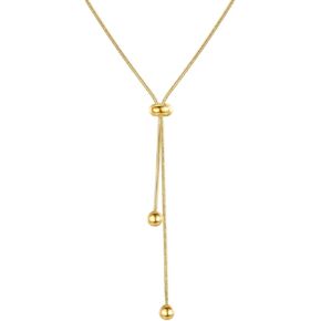 18K Gold Plated Bead Choker Necklace for Women Girls,316L Titanium Steel Adjustable Y Necklace Trendy Jewelry Gifts for Women Girls.