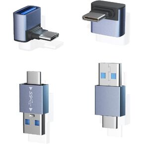 محول USB إلى USB C 4 حزم، محول USB C ذكر إلى USB A أنثى 90 درجة لأعلى وأسفل، محول USB C ذكر إلى USB 3.1 ذكر OTG للهواتف المحمولة والكمبيوتر المحمول وأجهزة الكمبيوتر والمزيد من الأجهزة من النوع C in Kuwait