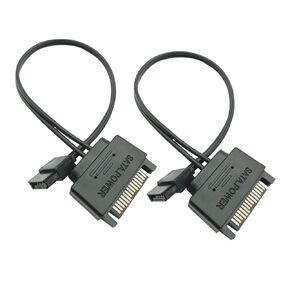 15-Pin Male to SATA 6-Pin Fine Line Power Adapter Cable for DVD Drive 8" (2 Pieces)