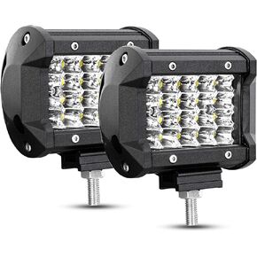 Willpower 2 Pieces 4 inch 60W LED Light Bar Work Light 4 Row Spot Flood Beam Off Road Auto Fog Driving Lamp for Trucks Tractor 4X4 Jeep Boat 12V 24V Waterproof IP67