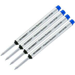 Lanier Refill Combo Pack - 4 Schmidt 8126Mini Capless System Rollerball Refill Blue Fine Tip