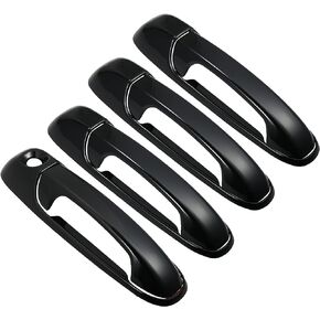X AUTOHAUX 4pcs Carbon Fiber Pattern ABS Exterior Side Door Handle Cover Trim for Dodge for Ram 1500 2500 3500 2002-2008 for Jeep Liberty 02-07 Gloss Black Outer Door Handle Cover Decoration
