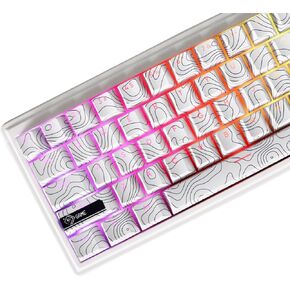 JSJT Topographic Line Themed White Keycaps 135 Keys Doubleshot PBT Backlit Keycaps Dye Sublimation Cherry Profile Keycaps Suitable for Most Cherry MX Switches Mechanical Keyboard