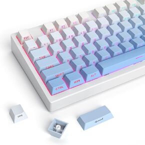 Guffercty kred PBT Cherry Profile keycaps 133-keys Gradient Side Printed Keycaps Double Shot Backlit Keycaps for Gaming Keyboard(Gradient Blue)