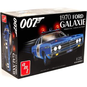 Round 2 Unknown AMT 1970 Ford Galaxie Police Car (James Bond) 2T 1/25 Scale Plastic Model Kit Movie Replica, Blue (AMT1172M)