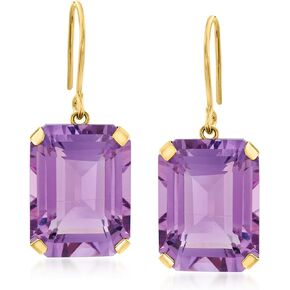 Ross-Simons 20.00 ct. t.w. Amethyst Drop Earrings in 14kt Yellow Gold