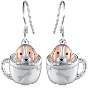 Dog Dangle Earrings Sterling Silver Corgi/Beagle/Husky Earrings Dog Jewelry Gifts for Women Girls