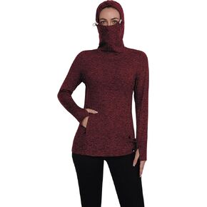 Soneven Women's Fleece Running Pullover Winter Warm Clothes Cowl Neck Sweatshirt ski Hiking Thermal Shirts with Thumb Holes