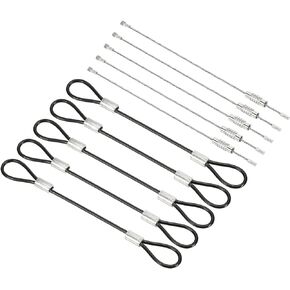 PATIKIL 0.3Ft Safety Cable Lock, 5 Pack Stainless Steel 2mm Dia Security Wire Rope with Double Loop Screwed Wire Cable for Stage Lighting Luggage Lock Black