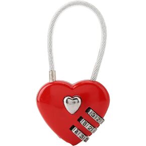 Heart Shape Code Lock Compact Mini Size with 3 Digit Code Combination for Luggage, Backpack, Jewelry Box, Hall Locker(Black)