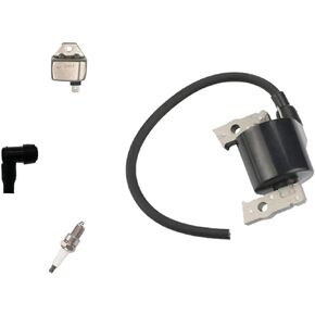 PARTSRUN Ignition Coil （ID#ZH7157）With BM11 Ignition Module Igniter 21119-2161 AM131398 AM132770 For Kawasaki FC400V FC420V 21121-2070 John Deere AM109209 With F7TC Spark Plug and Boot,ZF127-KIT