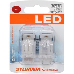 SYLVANIA - 3057 LED Red Mini Bulb - Bright LED Bulb, Ideal for Stop and Tail Lights (Contains 2 Bulbs)