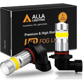Alla Lighting 2800lm 9006 BH4 LED Bulb 3000K Amber Yellow Fog Lights, Super Bright COB-72 SMD Replacement for Cars, Trucks