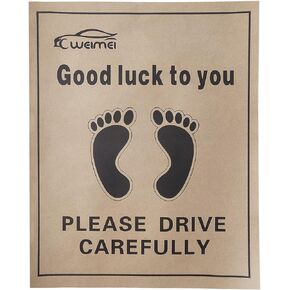 200Pcs Protective Auto Floor Mat, Disposable Paper Floor Mats for Cars, Printed with Cute Footprint and Words Kraft Paper Automotive Floor Mat for Vehicles - 19.7"x15.7"