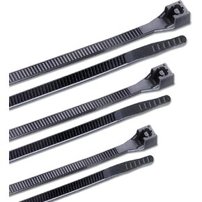71111 Assorted Cable Ties, 4, 6 and 8 inch, 18 and 45 lb, Electrical Wire and Cord Management, Nylon Zip Tie, 500 Pk, UV Resistant Black
