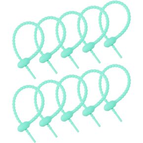 MECCANIXITY 12 Pack Silicone Cable Ties 6 Inch Reusable Zip Ties Silicone Twist Ties for Home Office Kitchen Organizer Food Bag Cord Key Management Clear