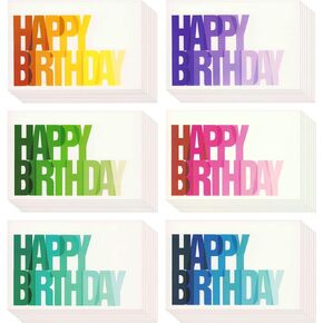 BEST PAPER GREETINGS 144 Pack Happy Birthday Cards Bulk Box Set with Envelopes for Students, Work, Office, Colorful Ombre Font (6 Designs, 4x6 In)