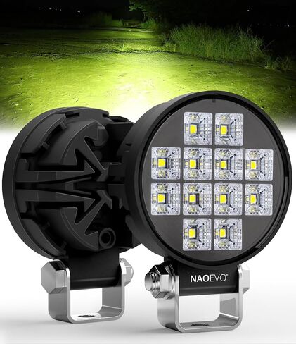 NAOEVO 3 Inch Round LED Pod Lights, 42W 4200LM 150° Flood Beam LED Light Bar Off Road Lights, 6063 Aluminum Shell and Waterproof Fog Lights for ATV UTV SUV Truck Boat, 1 Year Warranty, 2 Pcs (Amber) in Saudi Arabia