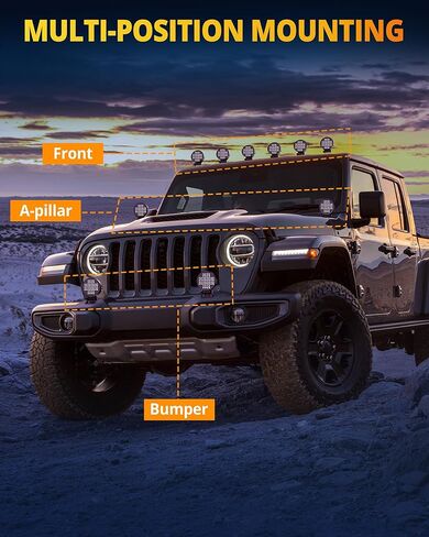 مصابيح LED دائرية 3 بوصة من NAOEVO، 42 وات 4200LM 150 درجة شعاع ضوء LED شريط إضاءة للطرق الوعرة، غلاف ألومنيوم 6063 ومصابيح ضباب مقاومة للماء لقارب شاحنة ATV UTV SUV، ضمان لمدة عام، قطعتان (أبيض) in Kuwait