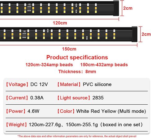 شريط إضاءة LED للباب الخلفي، 3 صفوف تشغيل إشارة الانعطاف أضواء خلفية للفرامل لمقطورة الالتقاط SUV RV Van Jeep Car (أحمر وأبيض وأصفر) (47 بوصة) in Kuwait
