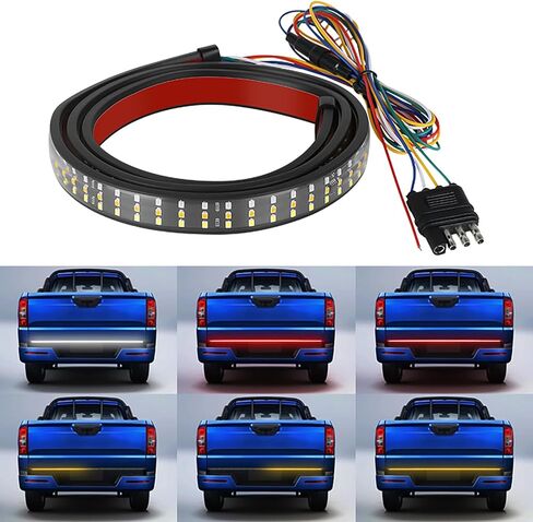 شريط إضاءة LED للباب الخلفي، 3 صفوف تشغيل إشارة الانعطاف أضواء خلفية للفرامل لمقطورة الالتقاط SUV RV Van Jeep Car (أحمر وأبيض وأصفر) (47 بوصة) in Kuwait