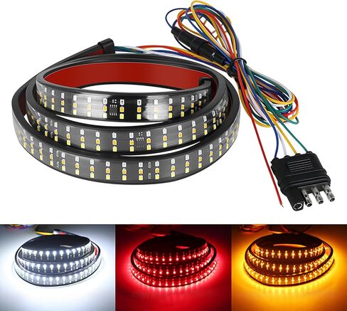 شريط إضاءة LED للباب الخلفي، 3 صفوف تشغيل إشارة الانعطاف أضواء خلفية للفرامل لمقطورة الالتقاط SUV RV Van Jeep Car (أحمر وأبيض وأصفر) (47 بوصة) in Kuwait