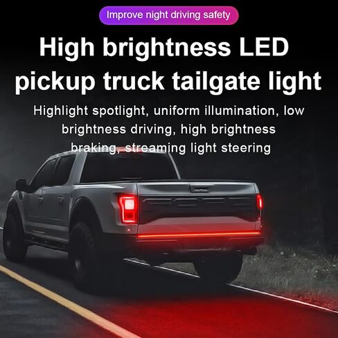 شريط إضاءة LED للباب الخلفي، 3 صفوف تشغيل إشارة الانعطاف أضواء خلفية للفرامل لمقطورة الالتقاط SUV RV Van Jeep Car (أحمر وأبيض وأصفر) (47 بوصة) in Kuwait