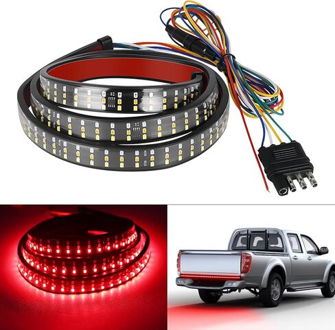 شريط إضاءة LED للباب الخلفي، 3 صفوف تشغيل إشارة الانعطاف أضواء خلفية للفرامل لمقطورة الالتقاط SUV RV Van Jeep Car (أحمر وأبيض وأصفر) (47 بوصة) in Kuwait