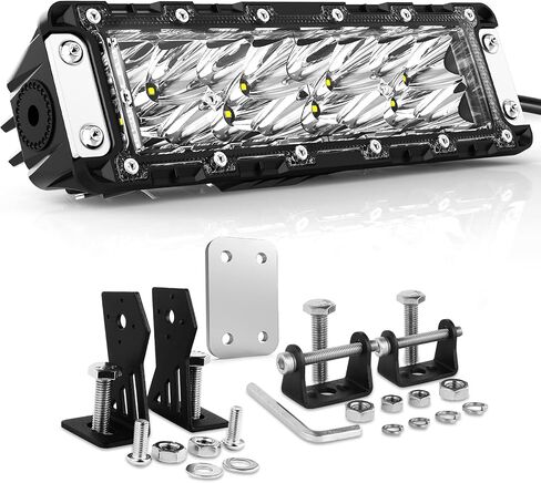 AutoFeel Led Light Bar-10 inch Triple Rows Spot Beam with 8000LM 6000K White Lighting, Fog Light for Off Road/Night Driving, Compatible with Truck ATV Boat SUV Motorbike Pickup in Saudi Arabia