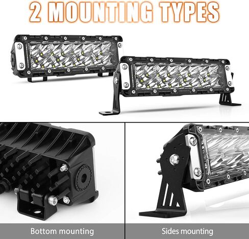 AutoFeel Led Light Bar-10 inch Triple Rows Spot Beam with 8000LM 6000K White Lighting, Fog Light for Off Road/Night Driving, Compatible with Truck ATV Boat SUV Motorbike Pickup in Saudi Arabia