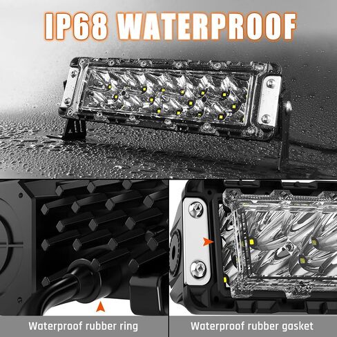 AutoFeel Led Light Bar-10 inch Triple Rows Spot Beam with 8000LM 6000K White Lighting, Fog Light for Off Road/Night Driving, Compatible with Truck ATV Boat SUV Motorbike Pickup in Saudi Arabia